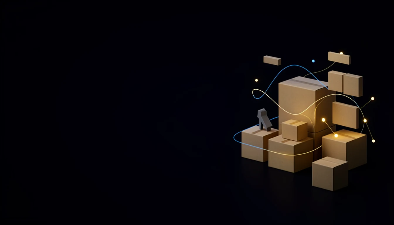 Abstract ecommerce operations workflow connecting products, inventory and orders